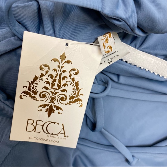 Becca S swimsuit ruffle sleeve one piece blue NWT - Picture 3 of 5